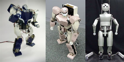 開発した３種類のヒューマノイドロボット