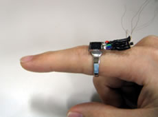 使用者の触動作、触覚に対応した入力装置として期待される（指輪型触覚インターフェース）